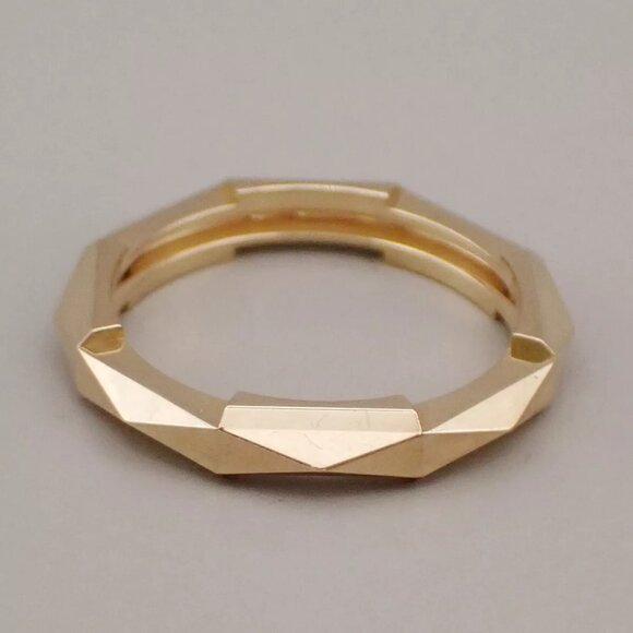 GUCCI Logo Link To Studded Ring Au750 (18K) Size 22 Yellow Gold Italy 25RK868 - Picture 5 of 13